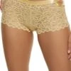 Solid Caged Side Patterned Lace Boyshort Panty