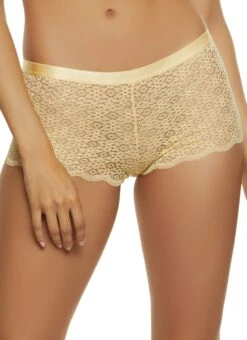 Solid Trim Floral Lace Boyshort Panty