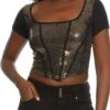 Foiled Corset Crop Top