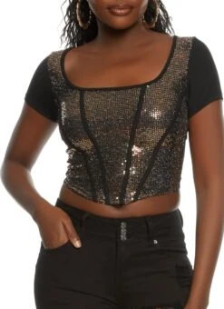 Foiled Corset Crop Top