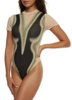 Body Heat Print Short Sleeve Bodysuit