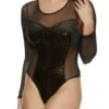 Mesh Velvet Contrast Bodysuit