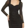 Mesh Sleeve Sweetheart Bodycon Dress