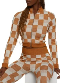 Seamless Checkered Print Track Jacket