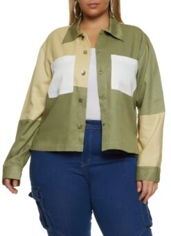 Plus Size Three Tone Shacket