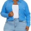 Plus Size Corduroy Cropped Shacket
