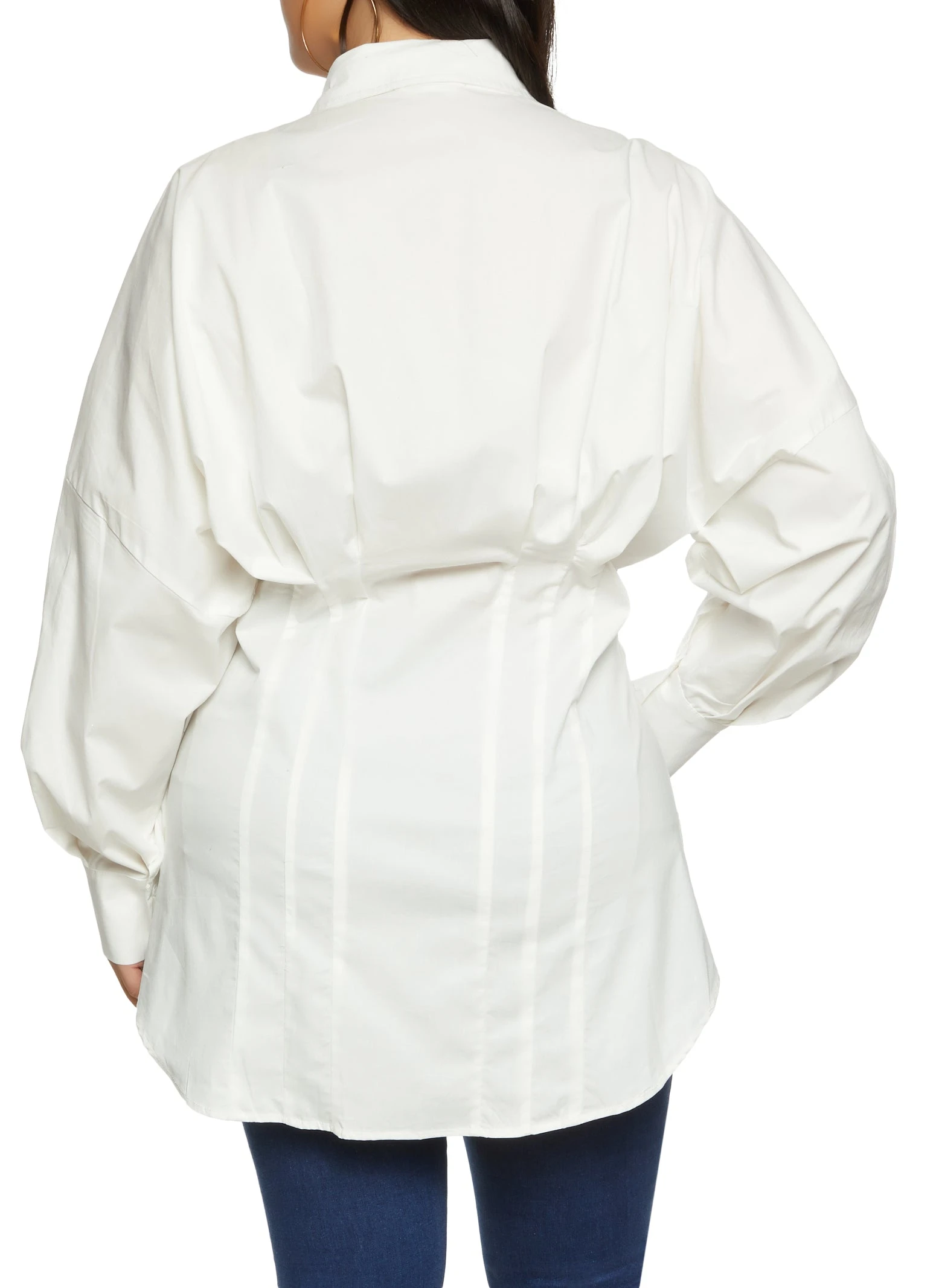 Plus Size Pleated Detail Button Front Shirt - Image 2