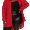 Plus Size Solid Button Front Oversized Shirt
