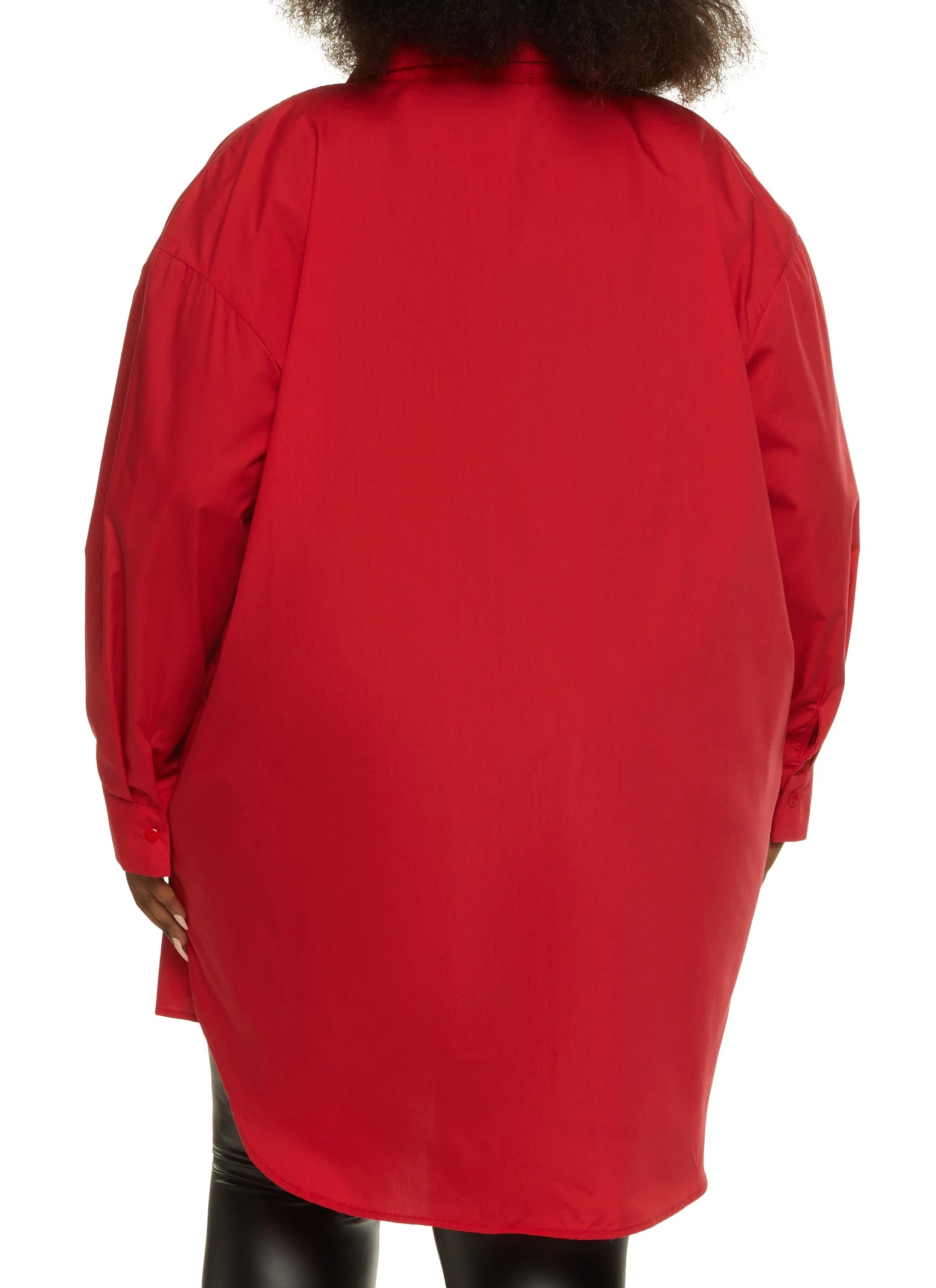 Plus Size Solid Button Front Oversized Shirt - Image 2