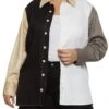 Plus Size Color Blocked Button Down Shirt