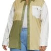 Plus Size Color Block Button Front Shirt