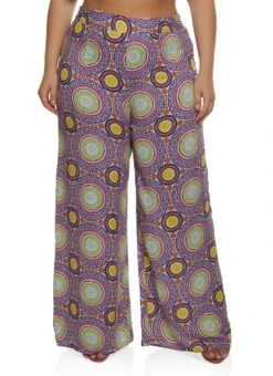 Plus Size Psychedelic Print Palazzo Pants