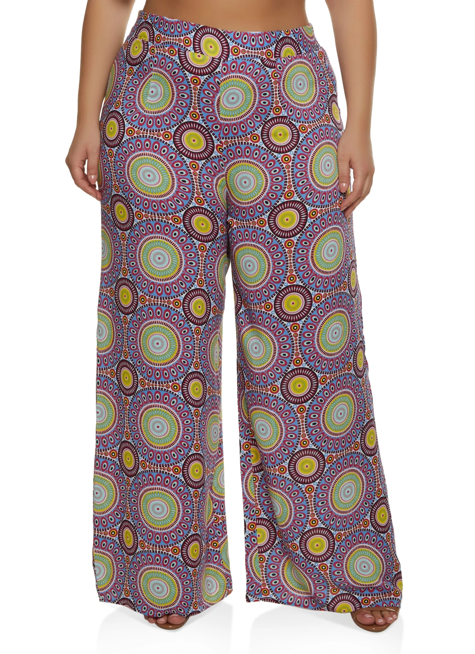 Plus Size Psychedelic Print Palazzo Pants