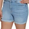 Plus Size WAX Rolled Cuff Denim Shorts
