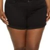 Plus Size WAX Distressed High Waist Denim Shorts