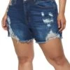 Plus Size WAX Denim Frayed Hem Shorts