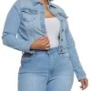 Plus Size WAX Button Front Denim Jacket