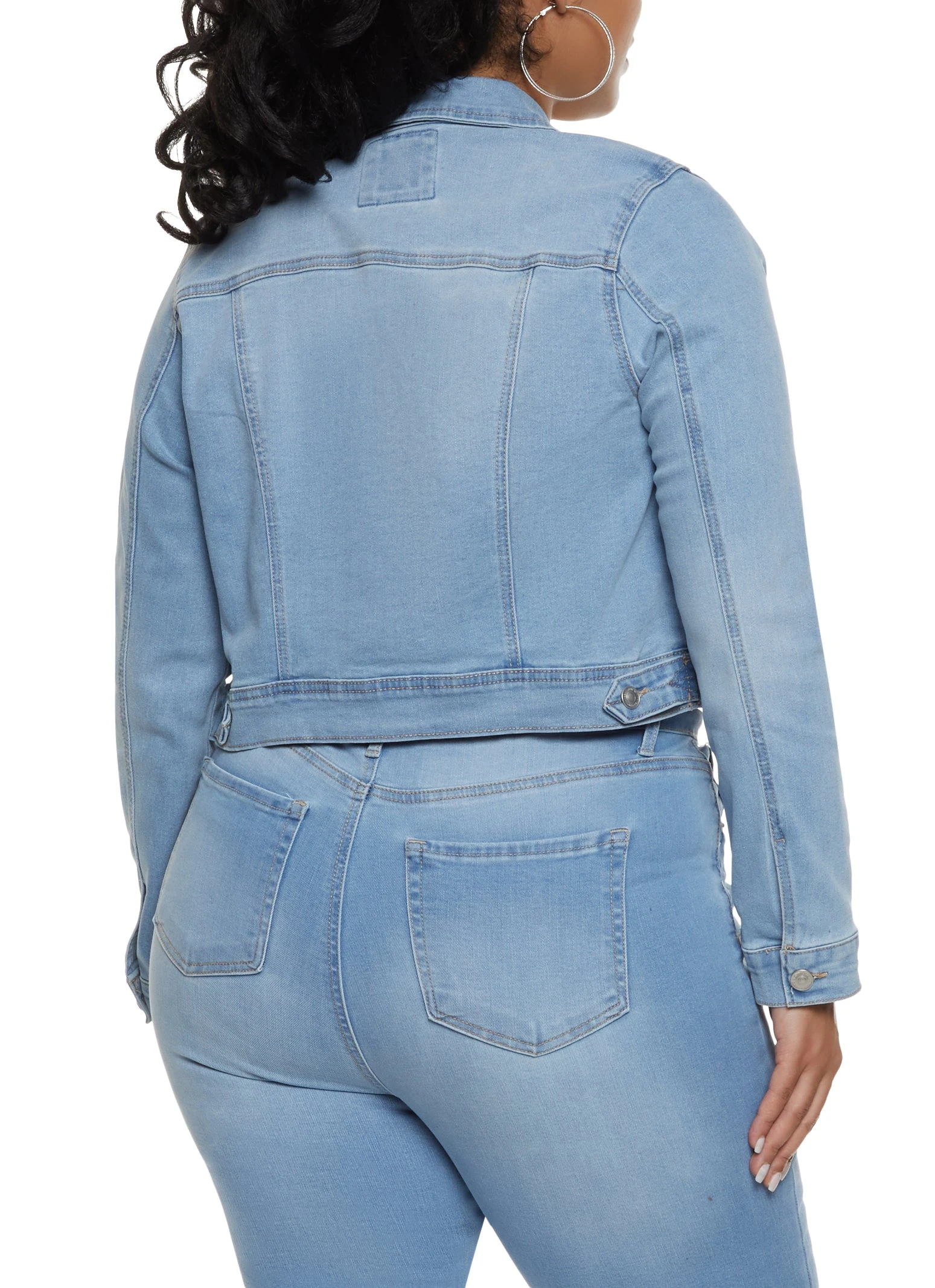 Plus Size WAX Button Front Denim Jacket - Image 2