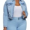 Plus Size WAX Distressed Denim Jacket