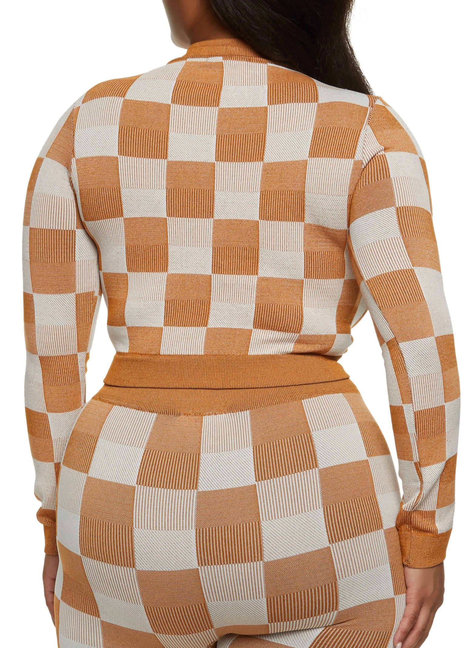 Plus Size Checkered Print Track Jacket - Image 3