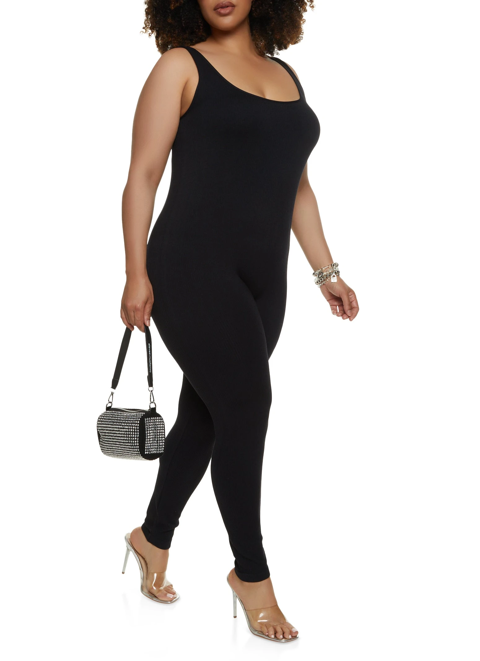 Plus Size Seamless Scoop Neck Catsuit