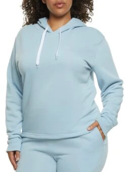 Plus Size Solid Pullover Hoodie