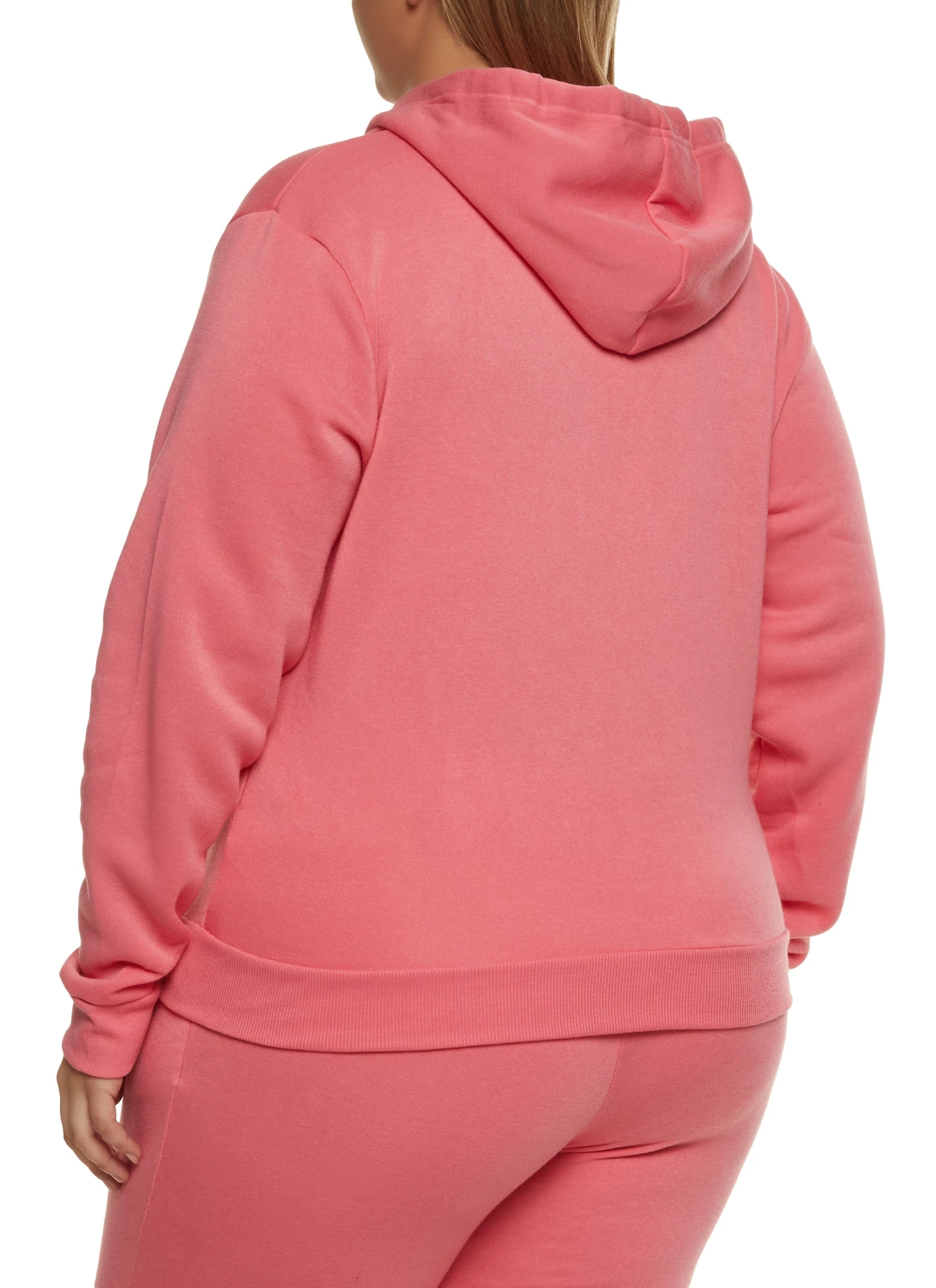Plus Size Fleece Zip Front Hoodie - Image 3