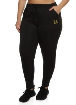 Plus Size LA Embroidered Joggers