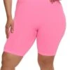 Plus Size Seamless Solid Bike Shorts