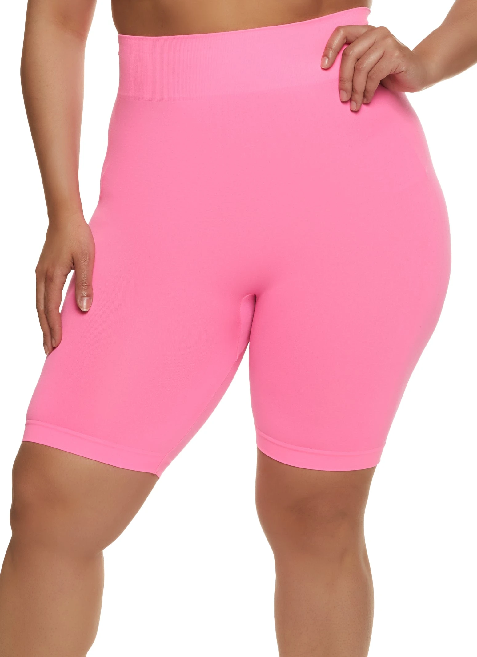 Plus Size Seamless Solid Bike Shorts