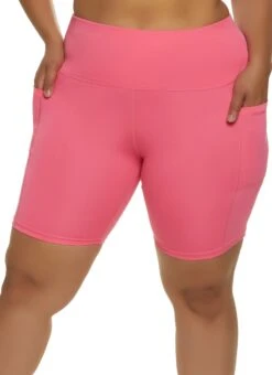 Plus Size High Waist Pocket Bike Shorts