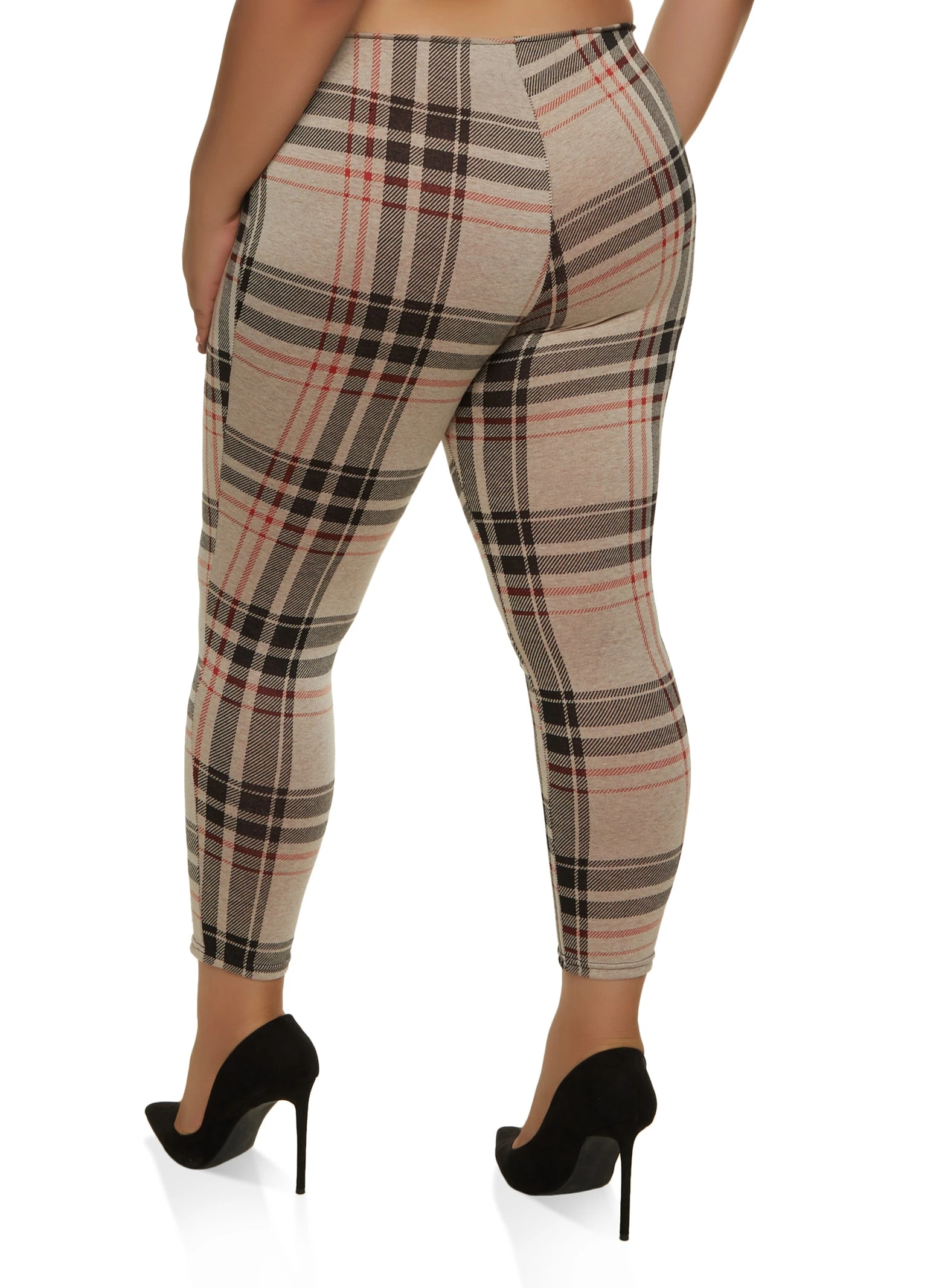 Plus Size Plaid High Waisted Leggings - Image 2