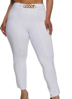 Plus Size Chain Detail Dress Pants