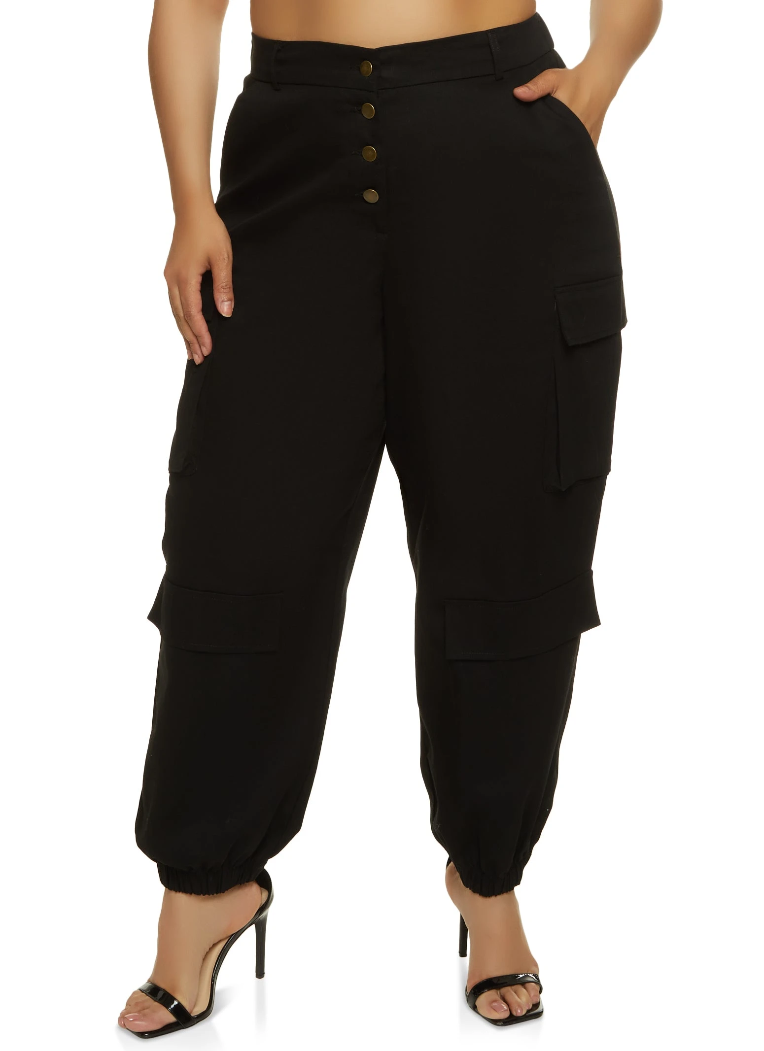 Plus Size Four Button Cargo Pants