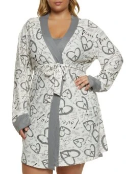 Plus Size Love Hope Dream Nightgown With Robe