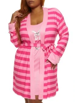 Plus Size Lets Cuddle Graphic Nightgown With Robe