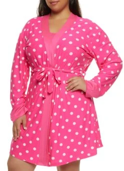 Plus Size Kiss Me Goodnight Pajama Cami And Shorts With Robe