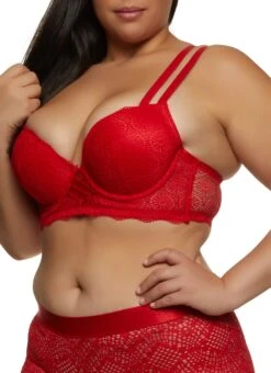 Plus Size Double Strap Plunge Bra