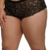 Plus Size Caged Side Detail Patterned Lace Boyshort Panty