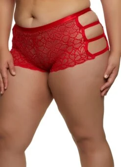 Plus Size Caged Floral Boyshort Panty