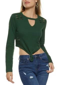 Laser Cut Knot Front Cropped Tee