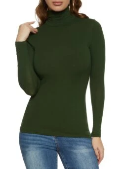 Ambiance Solid Long Sleeve Turtleneck Top