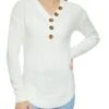 Waffle Knit Faux Button Detail Sweater