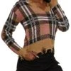 Plaid V Neck Distressed Sweater