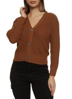 Drop Shoulder Button Up Cardigan