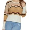 Chevron Knit Caged Back Pullover Sweater