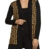 Greek Key Open Front Cardigan
