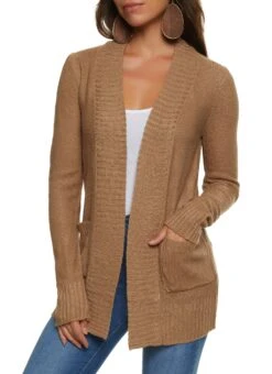 Solid Open Front Cardigan