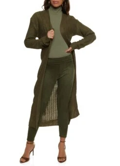 Solid Knitted Long Cardigan