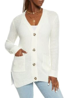 Solid Button Front Cardigan